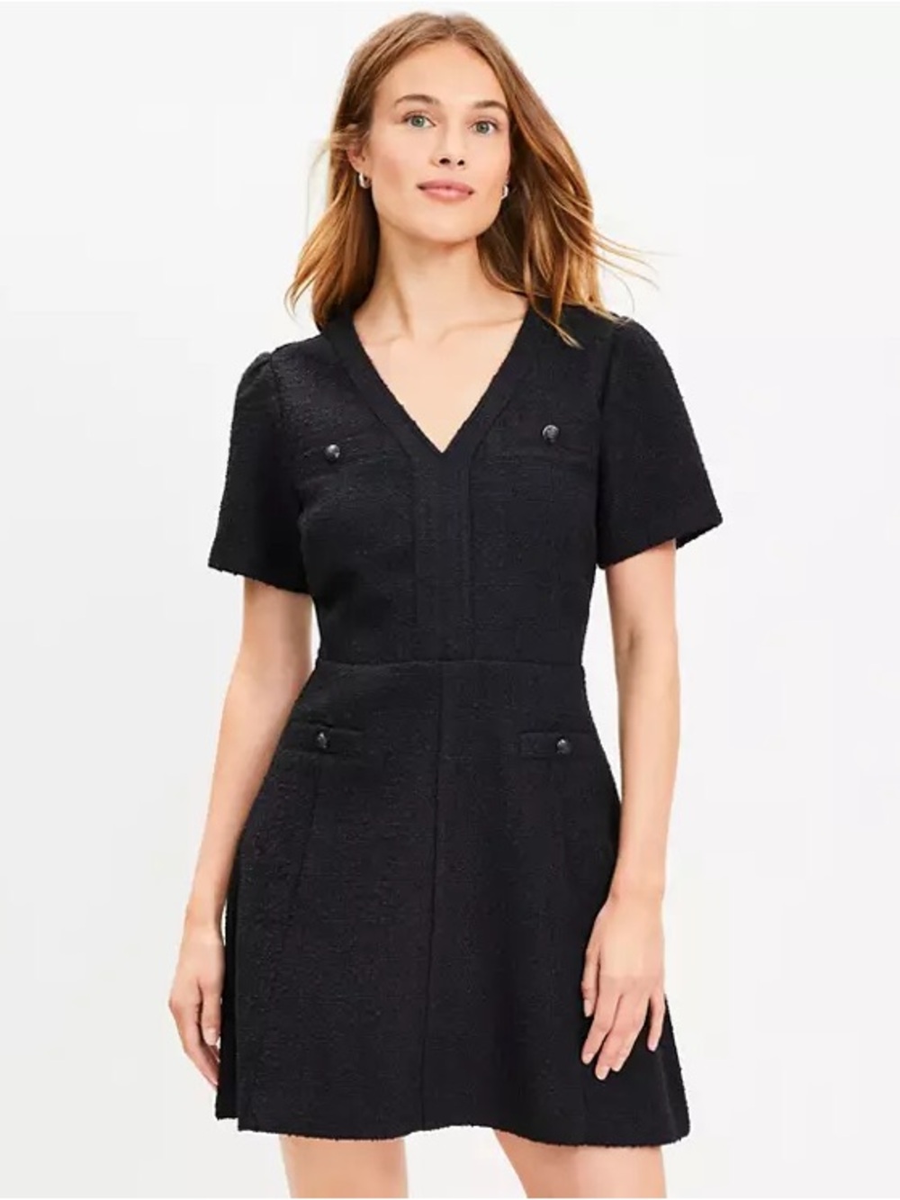 NWT LOFT Tweed Mini Flare Pocket Dress